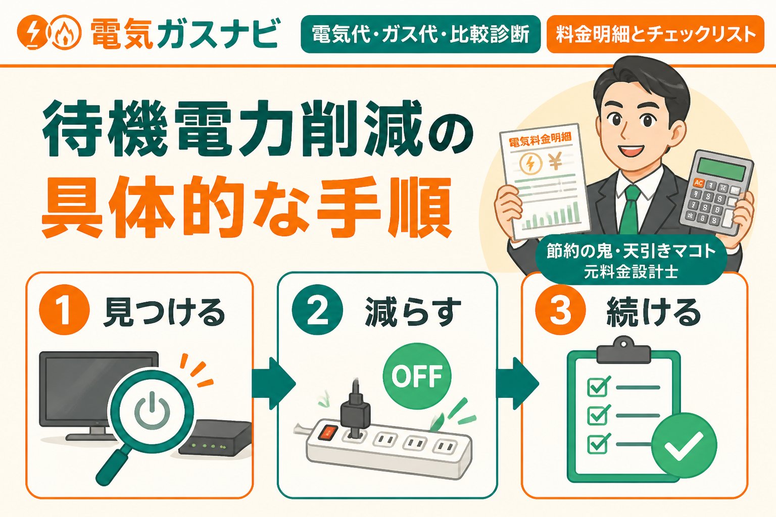 節約 待機電力削減の具体的な手順