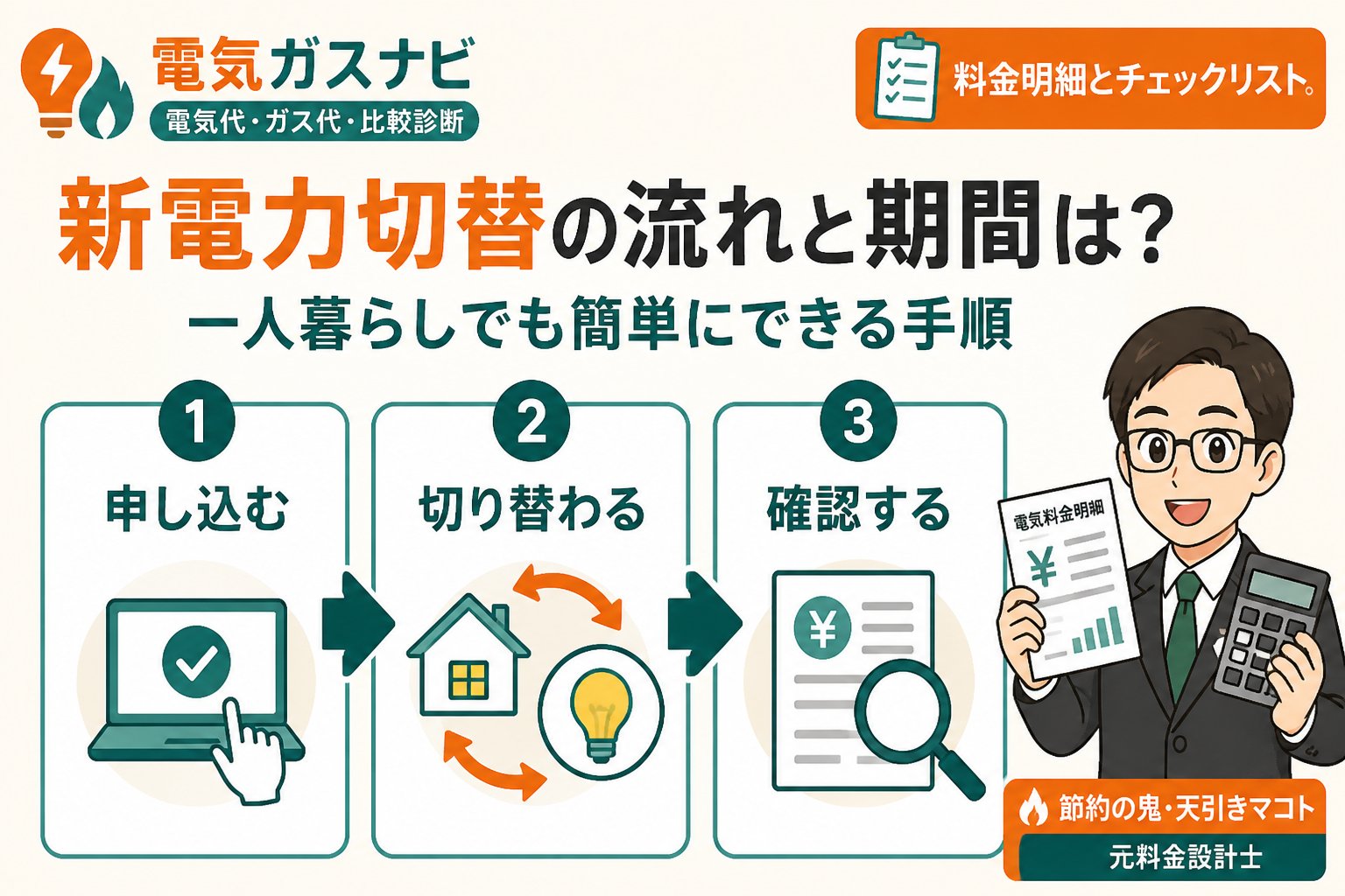 新電力 新電力切替の流れと期間は？一人暮らしでも簡単にできる手順