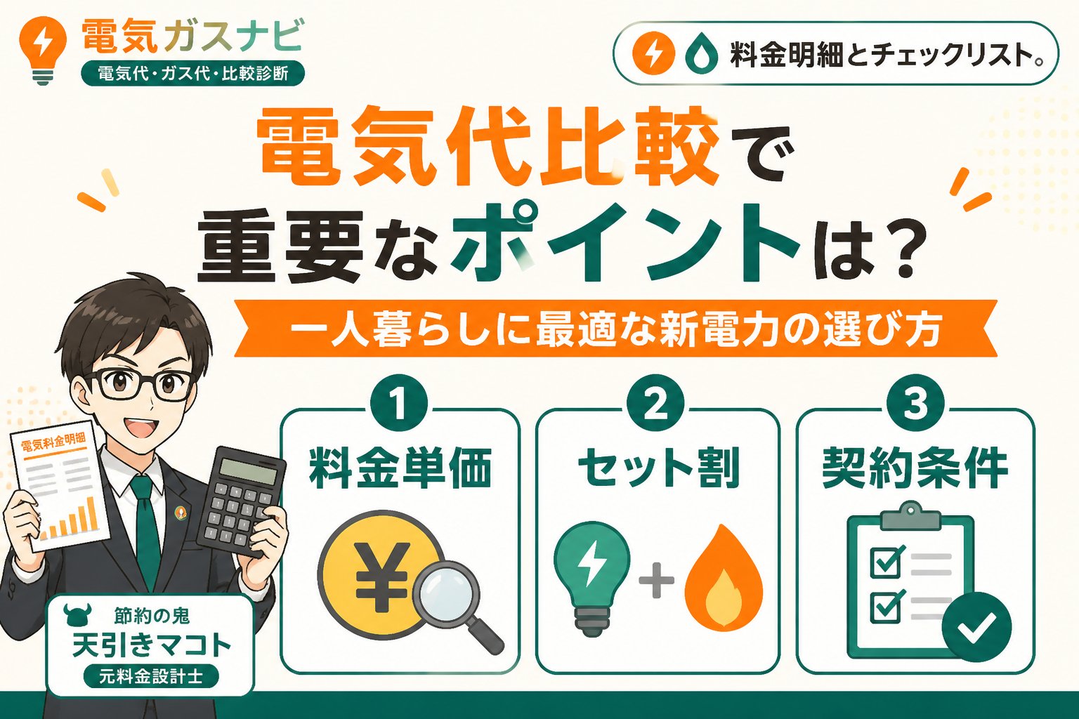 電力比較 電気代比較で重要なポイントは？一人暮らしに最適な新電力の選び方