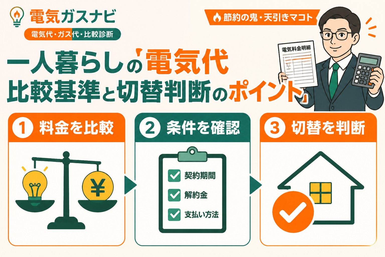 電力比較 一人暮らしの電気代比較基準と切替判断のポイント