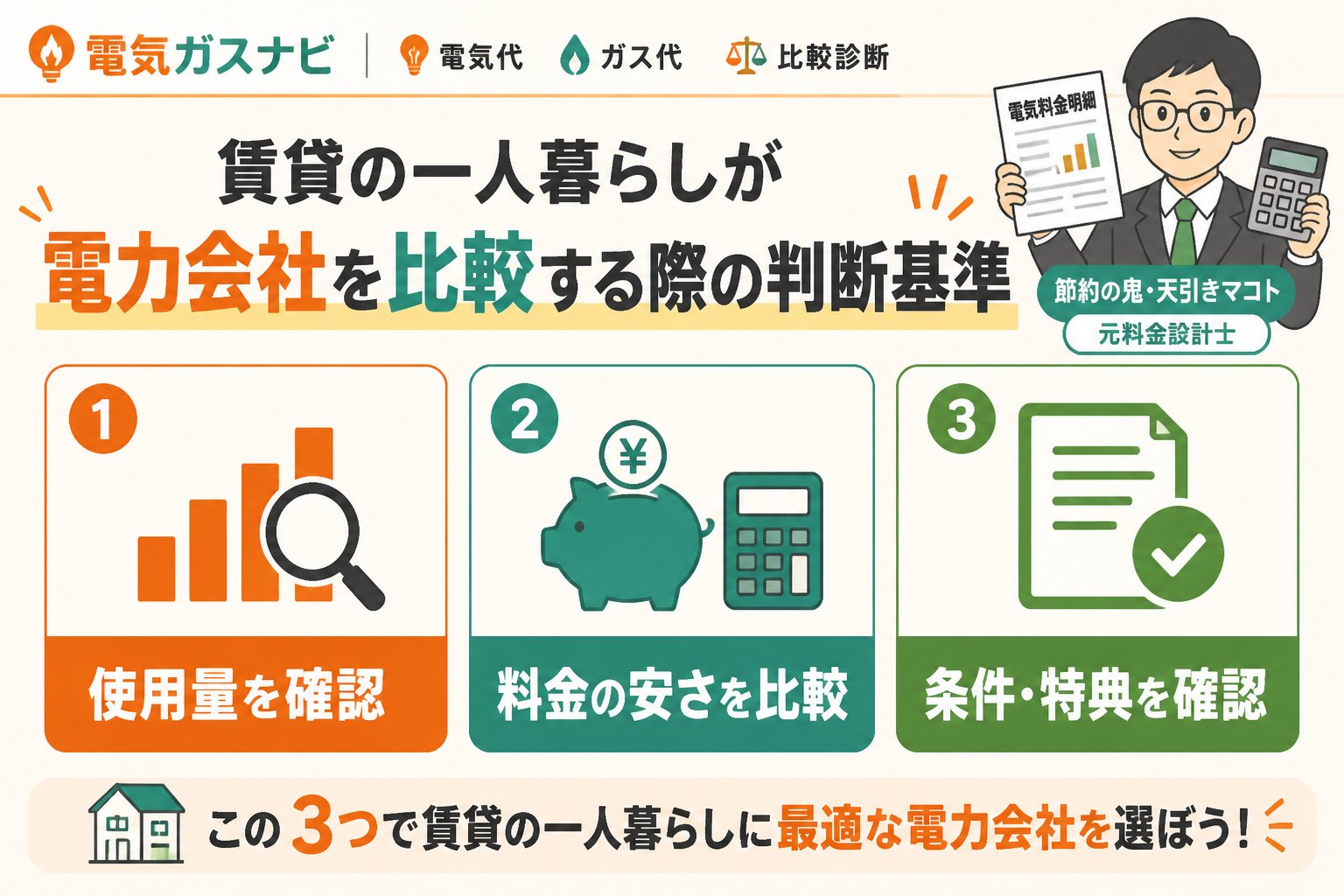電力比較 賃貸の一人暮らしが電力会社を比較する際の判断基準