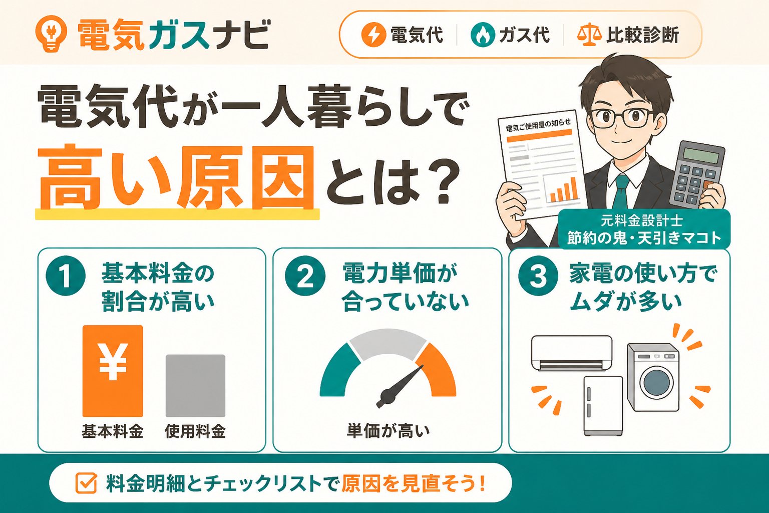 電力比較 電気代が一人暮らしで高い原因とは?