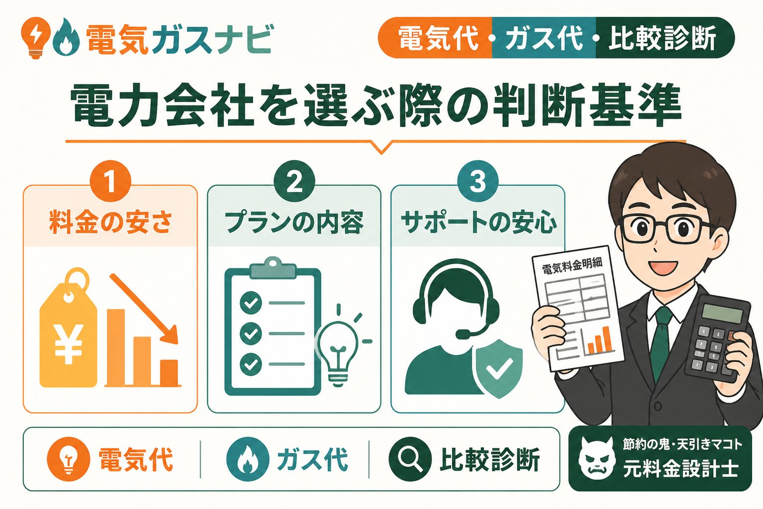 電力比較 電力会社を選ぶ際の判断基準