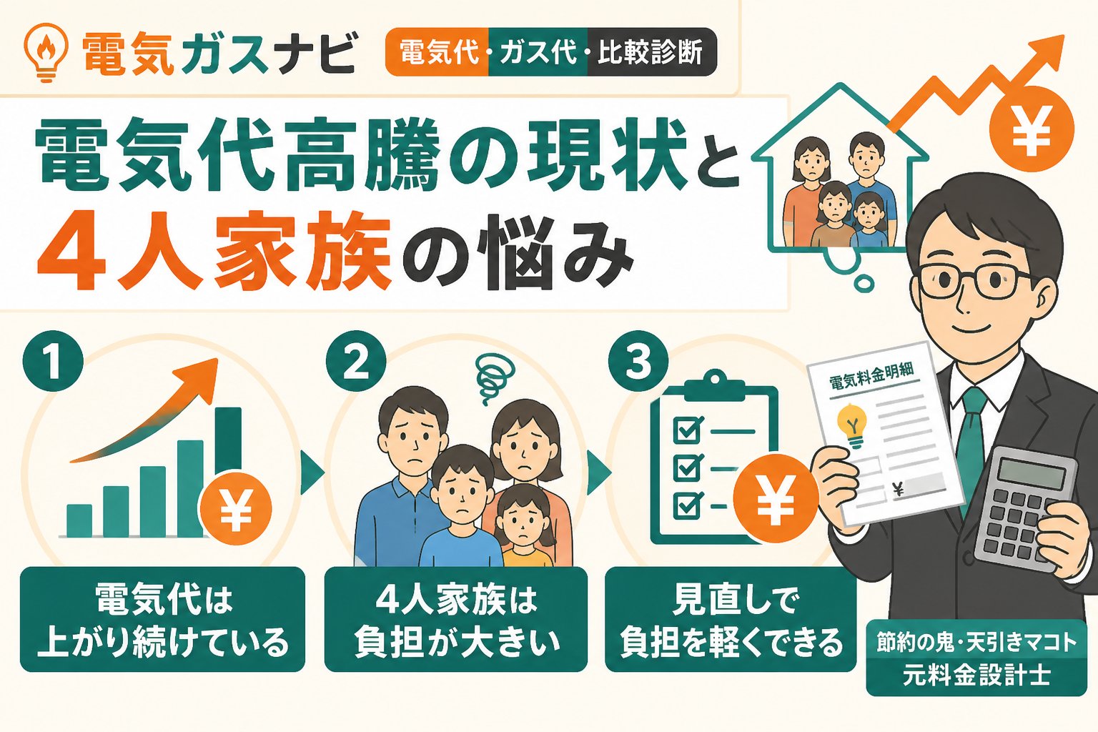 電力比較 電気代高騰の現状と4人家族の悩み