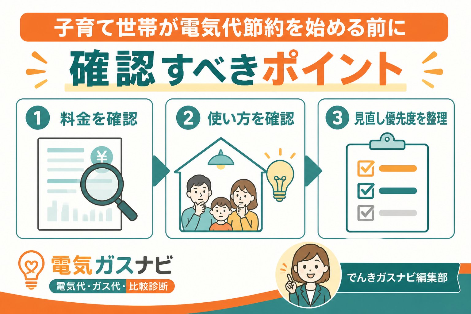 節約 子育て世帯が電気代節約を始める前に確認すべきポイント