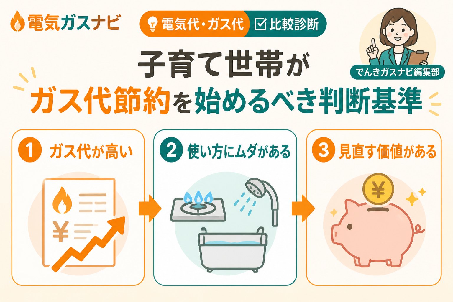 節約 子育て世帯がガス代節約を始めるべき判断基準