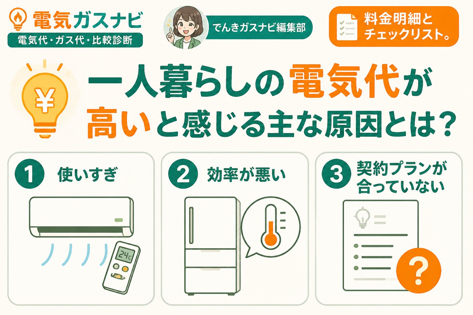 電力比較 一人暮らしの電気代が高いと感じる主な原因とは?
