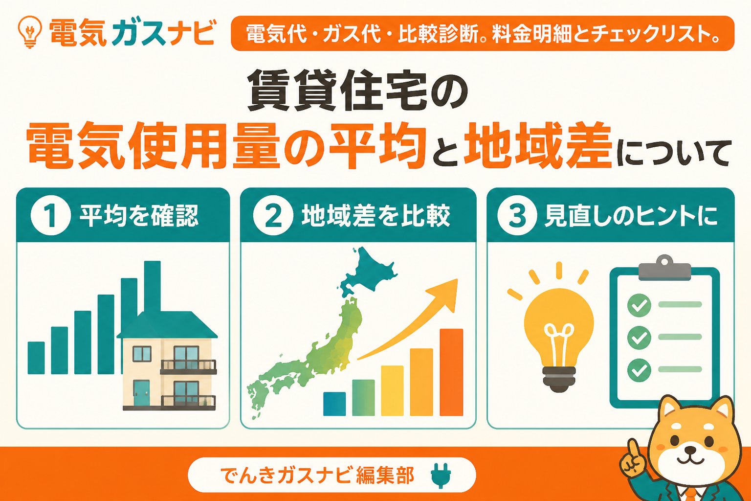 電力比較 賃貸住宅の電気使用量の平均と地域差について