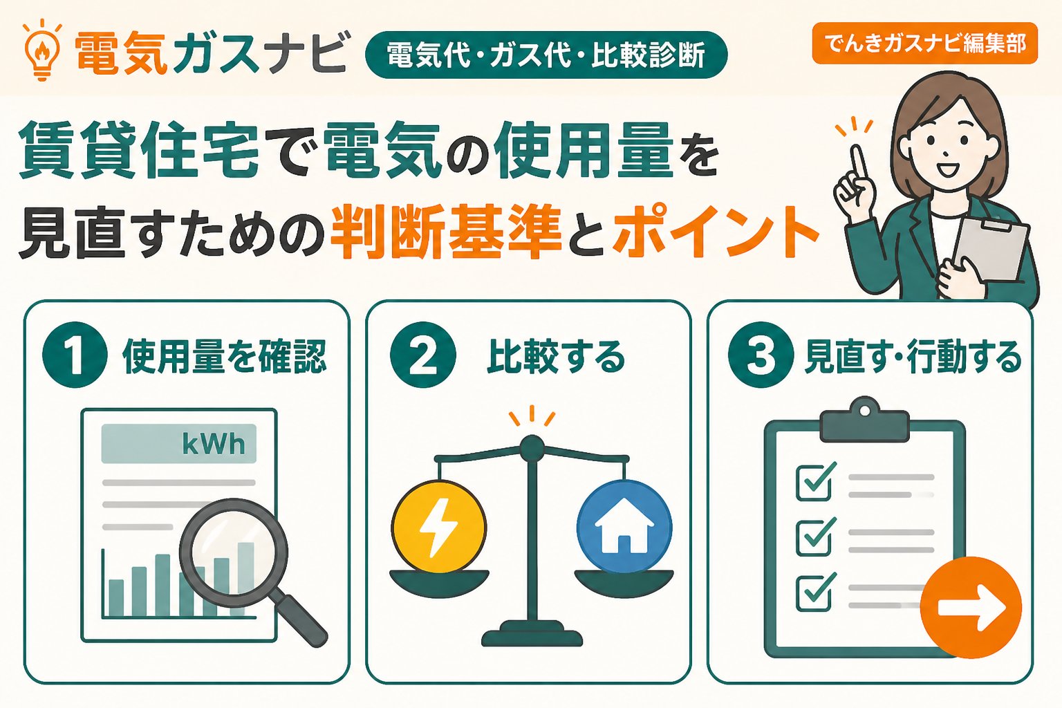 電力比較 賃貸住宅で電気の使用量を見直すための判断基準とポイント