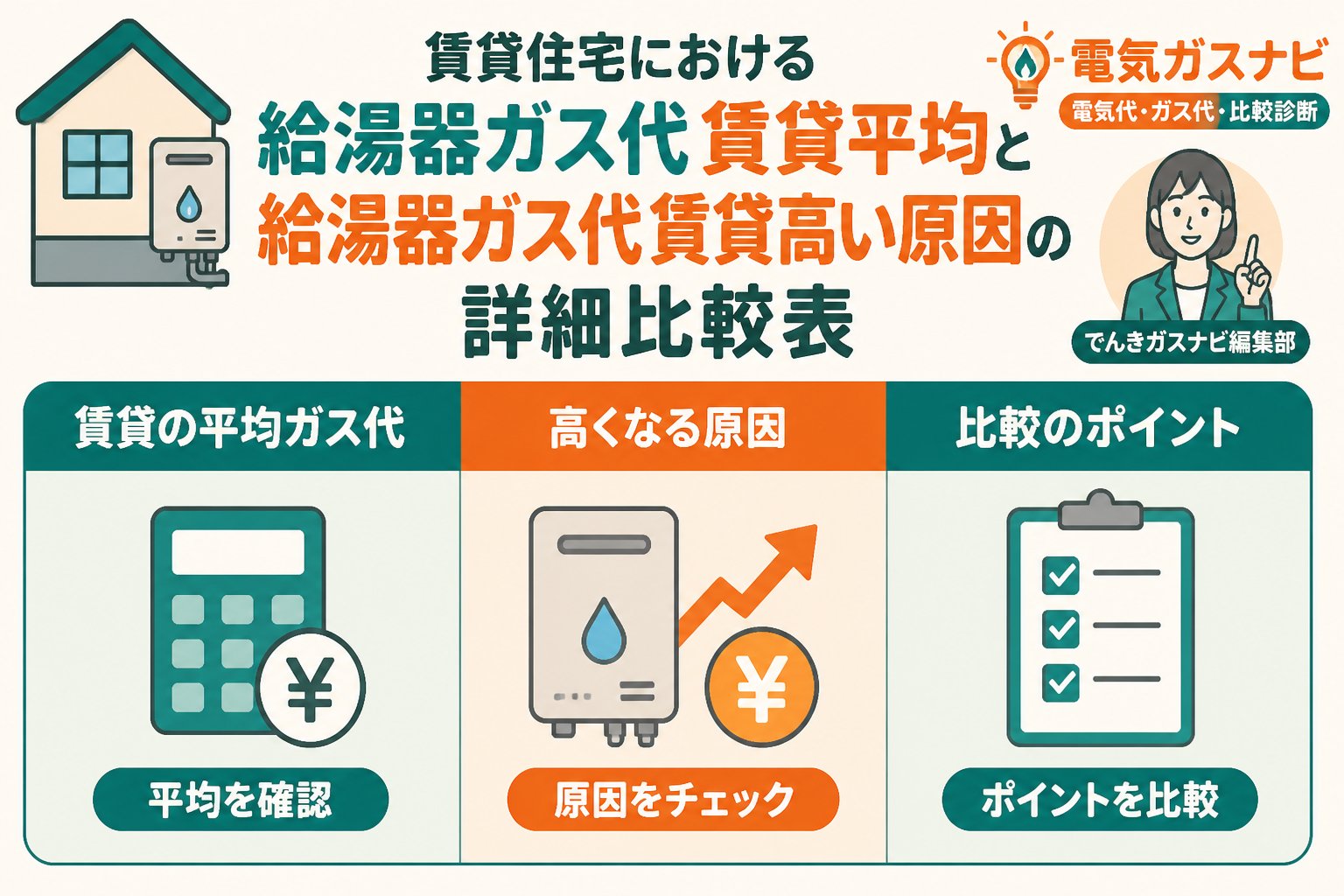 ガス比較 賃貸住宅における給湯器ガス代賃貸平均と給湯器ガス代賃貸高い原因の詳細比較表