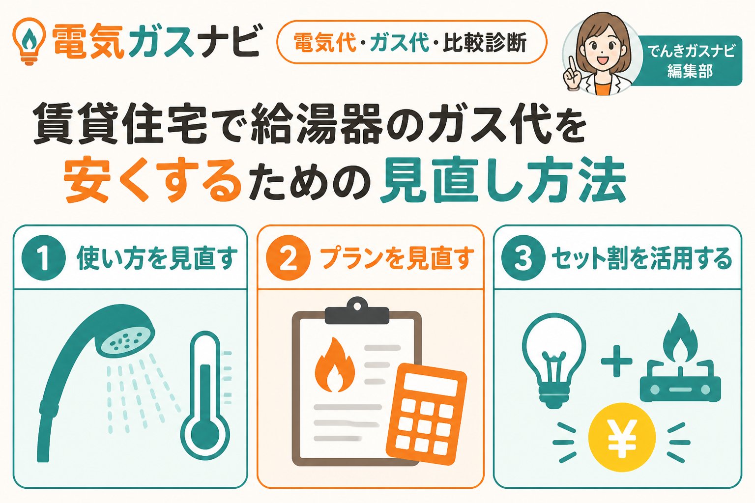 ガス比較 賃貸住宅で給湯器のガス代を安くするための見直し方法