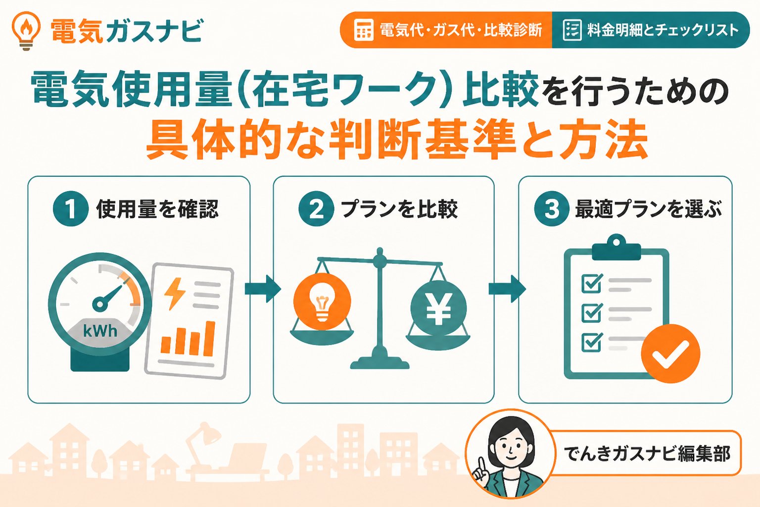 電力比較 電気使用量在宅ワーク比較を行うための具体的な判断基準と方法