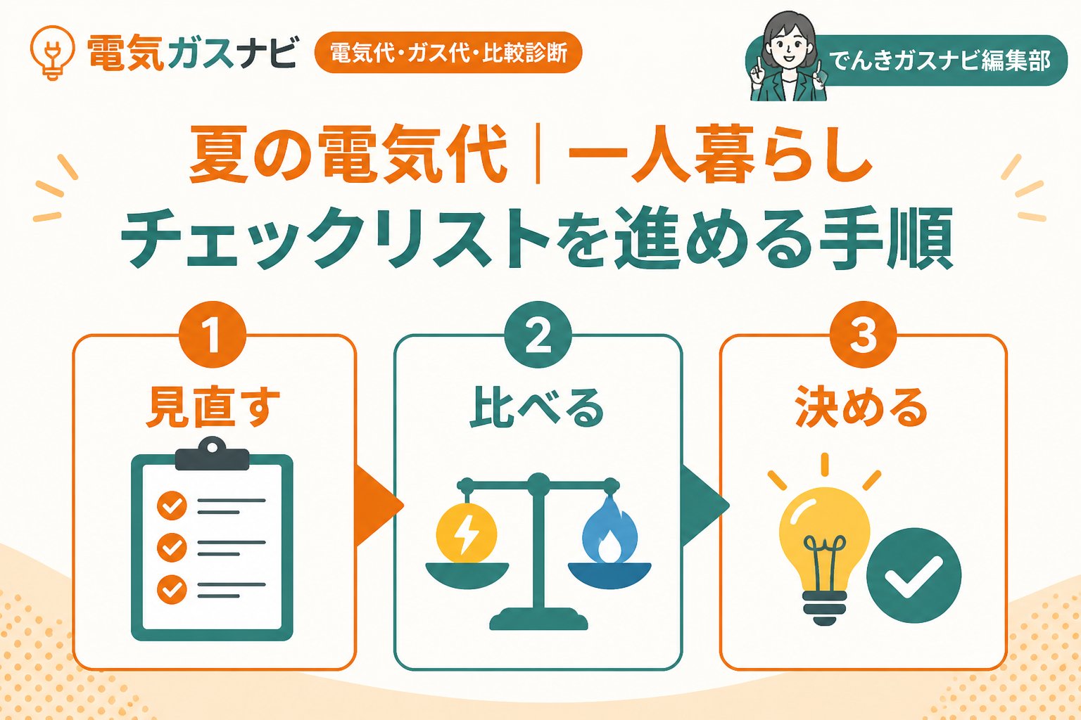 節約 夏 電気代 一人暮らし チェックリストを進める手順