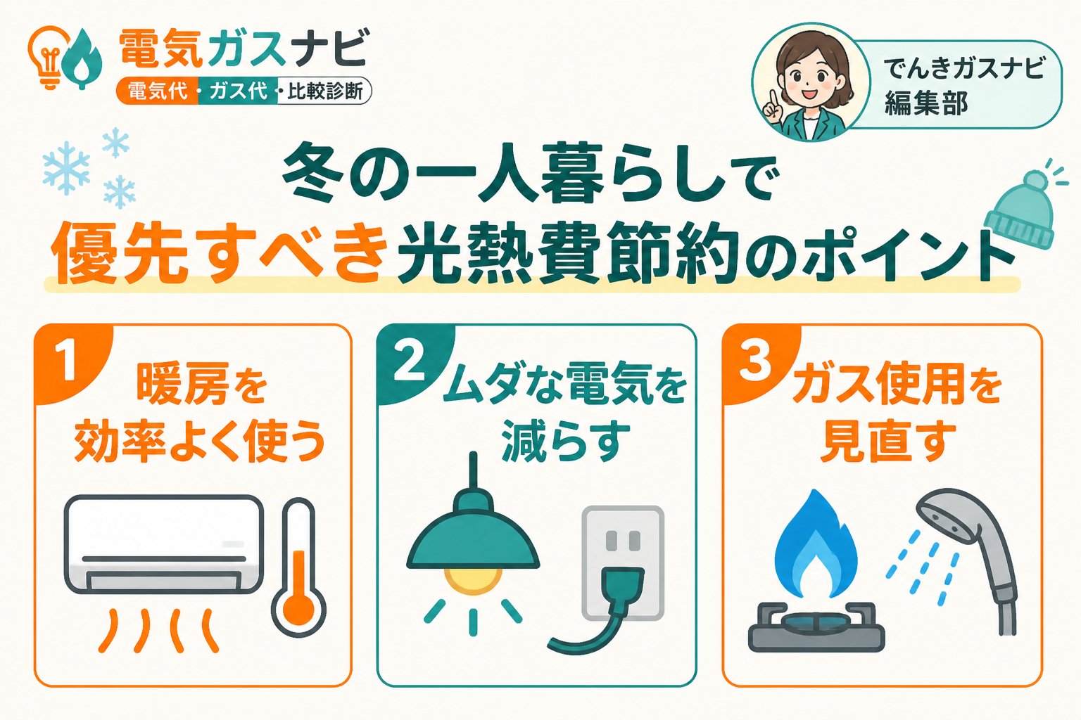 節約 冬の一人暮らしで優先すべき光熱費節約のポイント