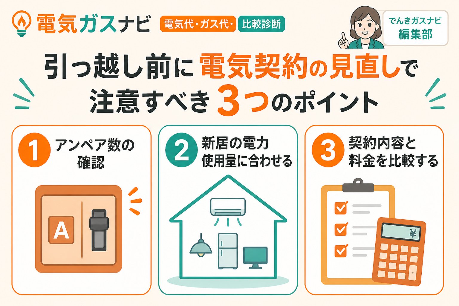 新電力 引っ越し前に電気契約の見直しで注意すべき3つのポイント