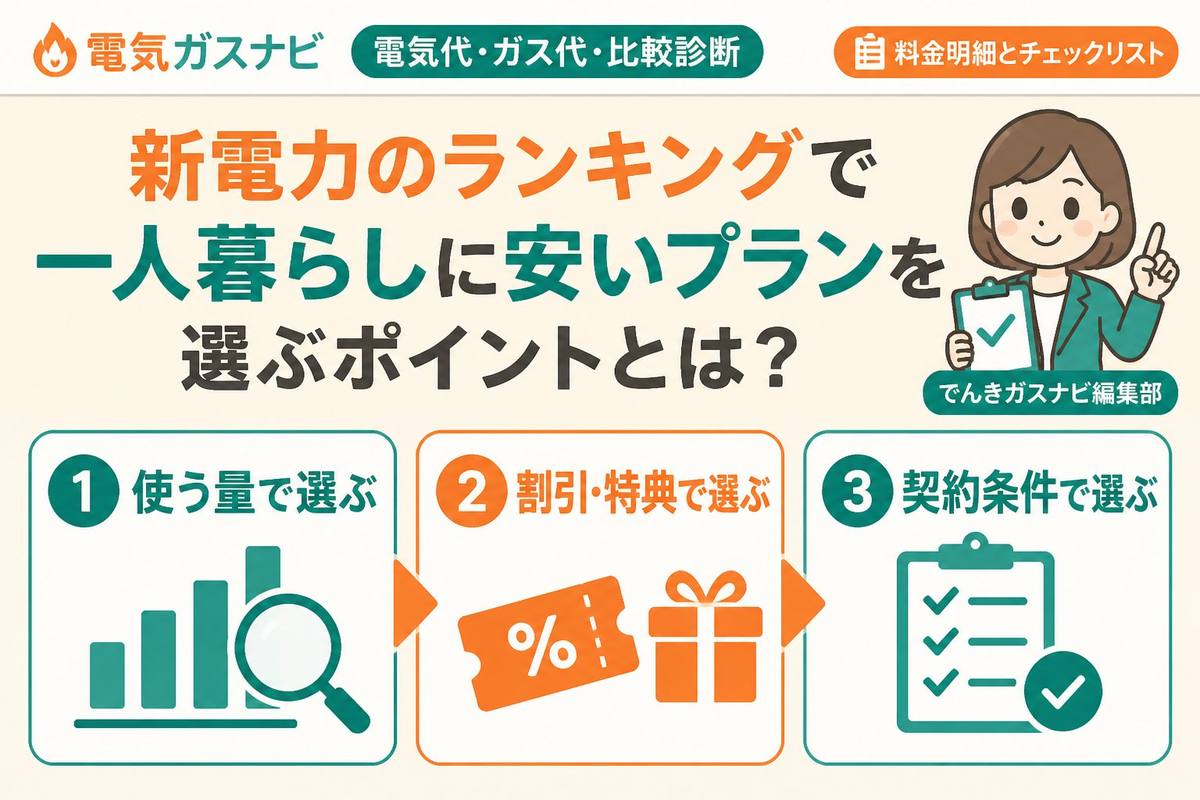新電力 新電力のランキングで一人暮らしに安いプランを選ぶポイントとは？